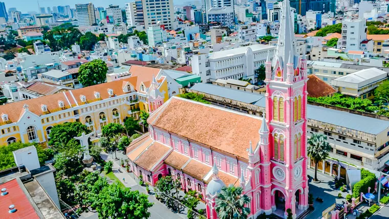 pink church in ho chi minh city
