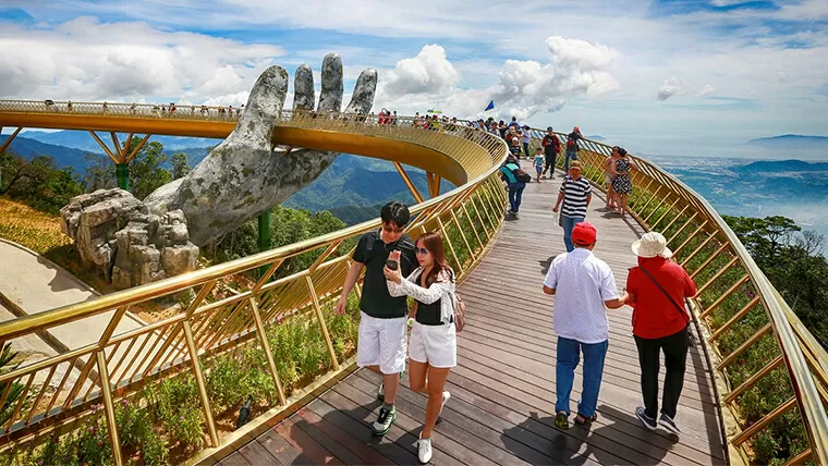 visitors at  golden bridge vietnam