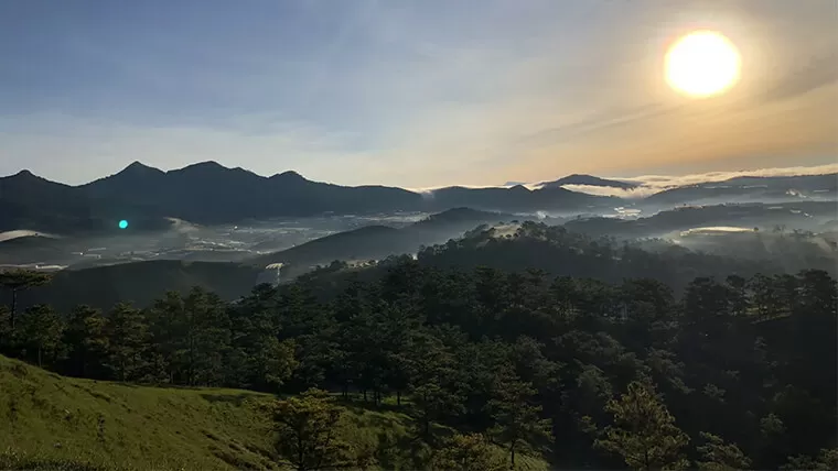 morning mist weather in dalat vietnam 