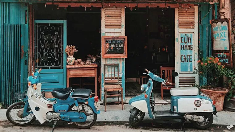 Vintage coffee scooter in Vietnam