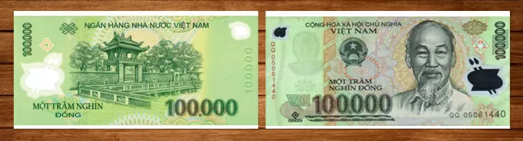 banknote of 100000 vietnamese dong symbol
